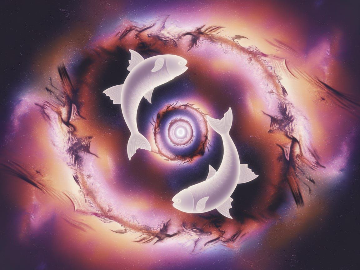 Pisces fish in the cosmos