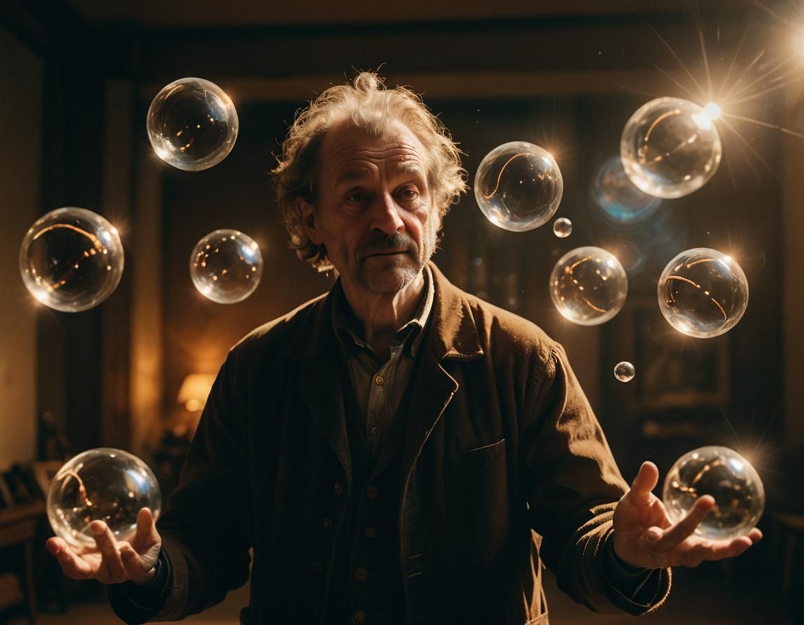 Man Juggling Spheres with Rembrandt Lighting