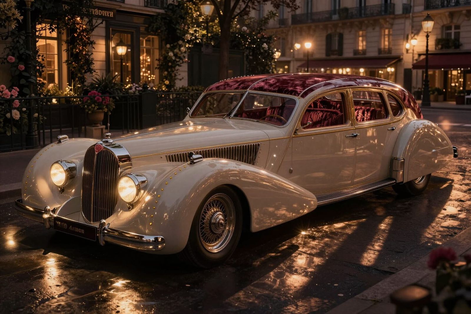 Magnificent Oversized Vintage Car in Parisian Sunset