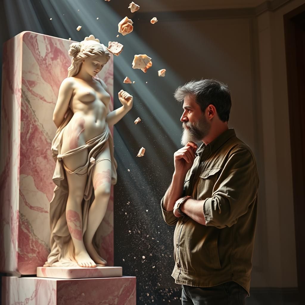 Magical Chisel Creates Venus Statue in Pink Marble