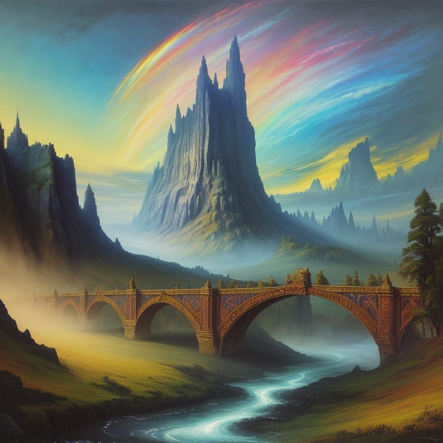 Vibrant Rainbow Bridge Connecting Norse Realms