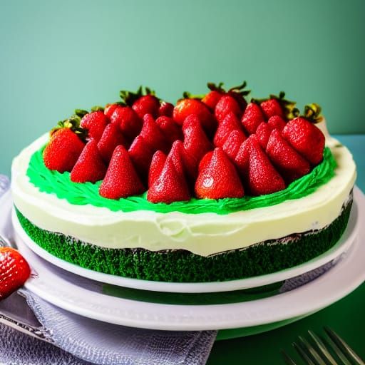 Strawberry Cheesecake with green graham cracker crust