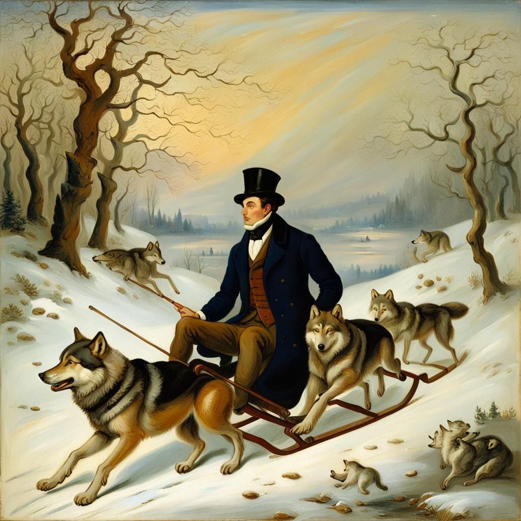 Victorian Gentleman's Winter Sledge Ride in Romantic Style