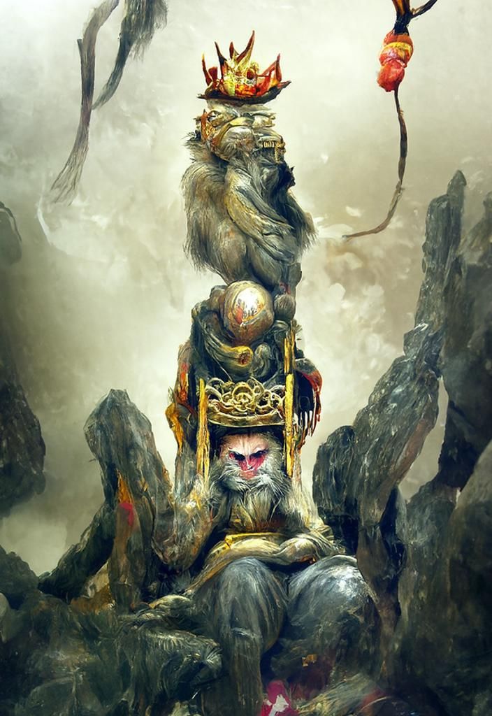 Monkey King on Throne: Digital Concept Art
