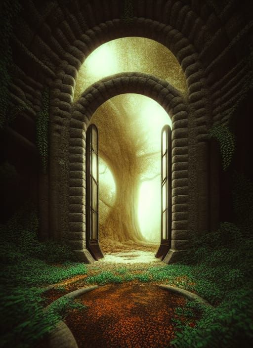 Mysterious Natural Portal: Hyperdetailed Concept Art