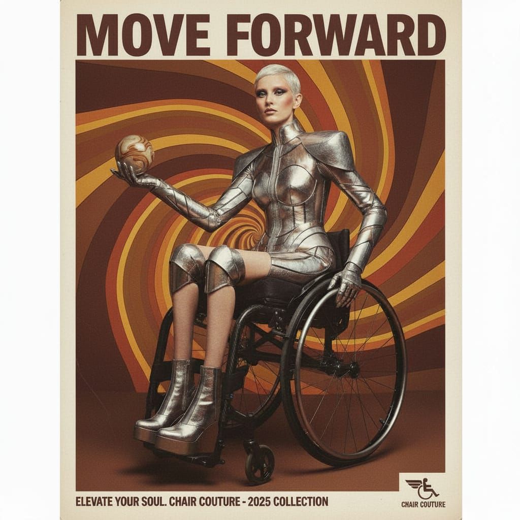 Futuristic Fashion Model in 70s Style