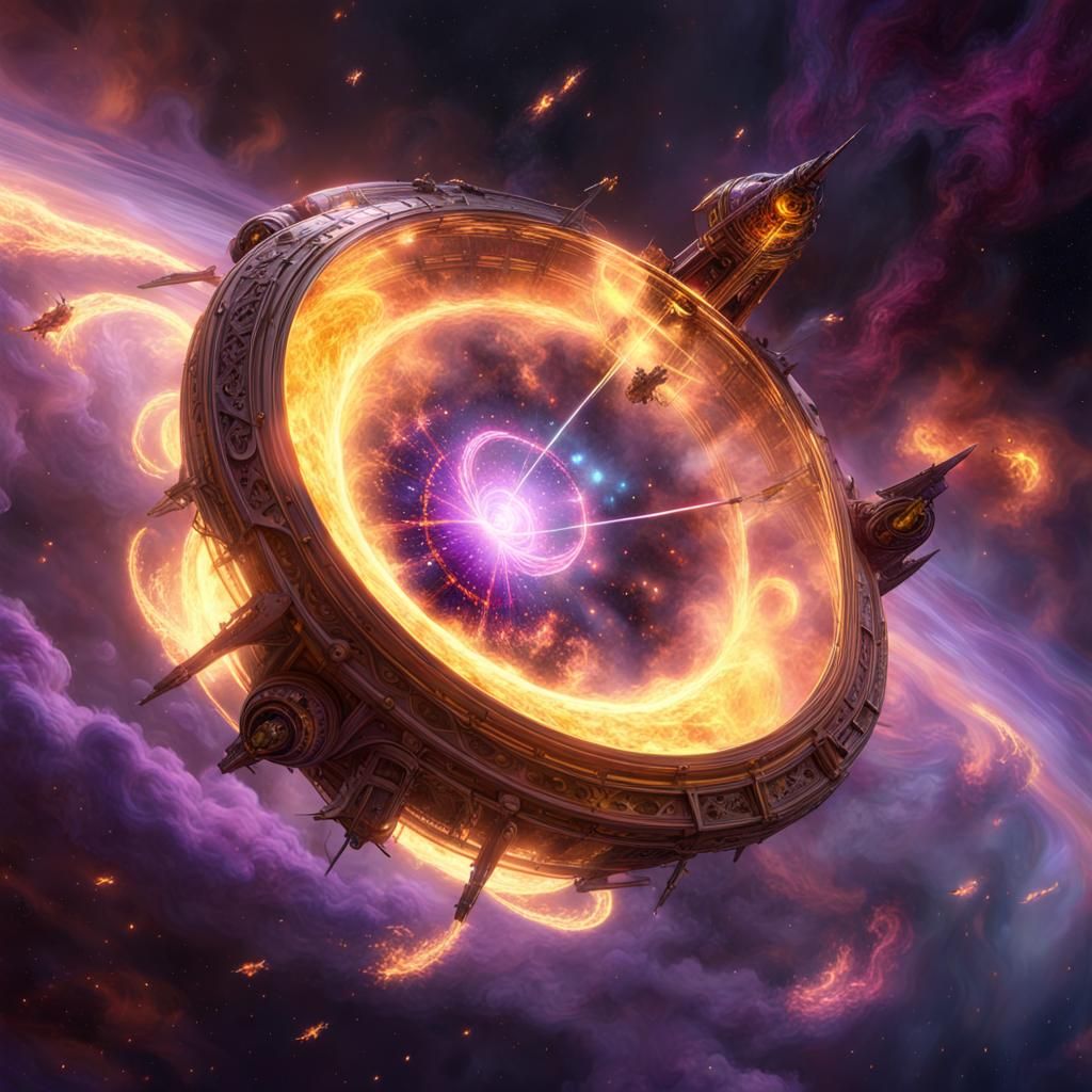 Glass Starship Dives Through Burning Nebula