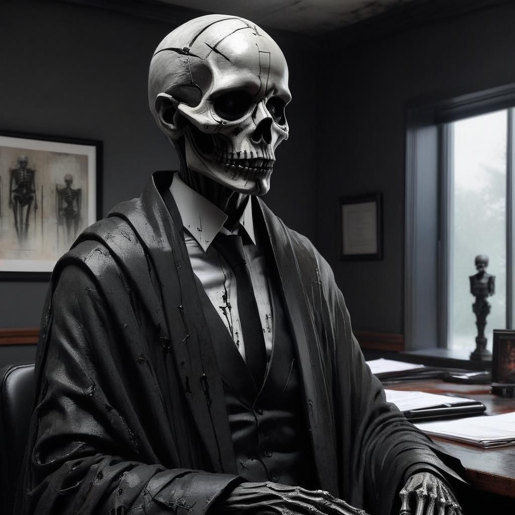 Cadaverous Sith Lawyer in Dystopian Surrealism Style