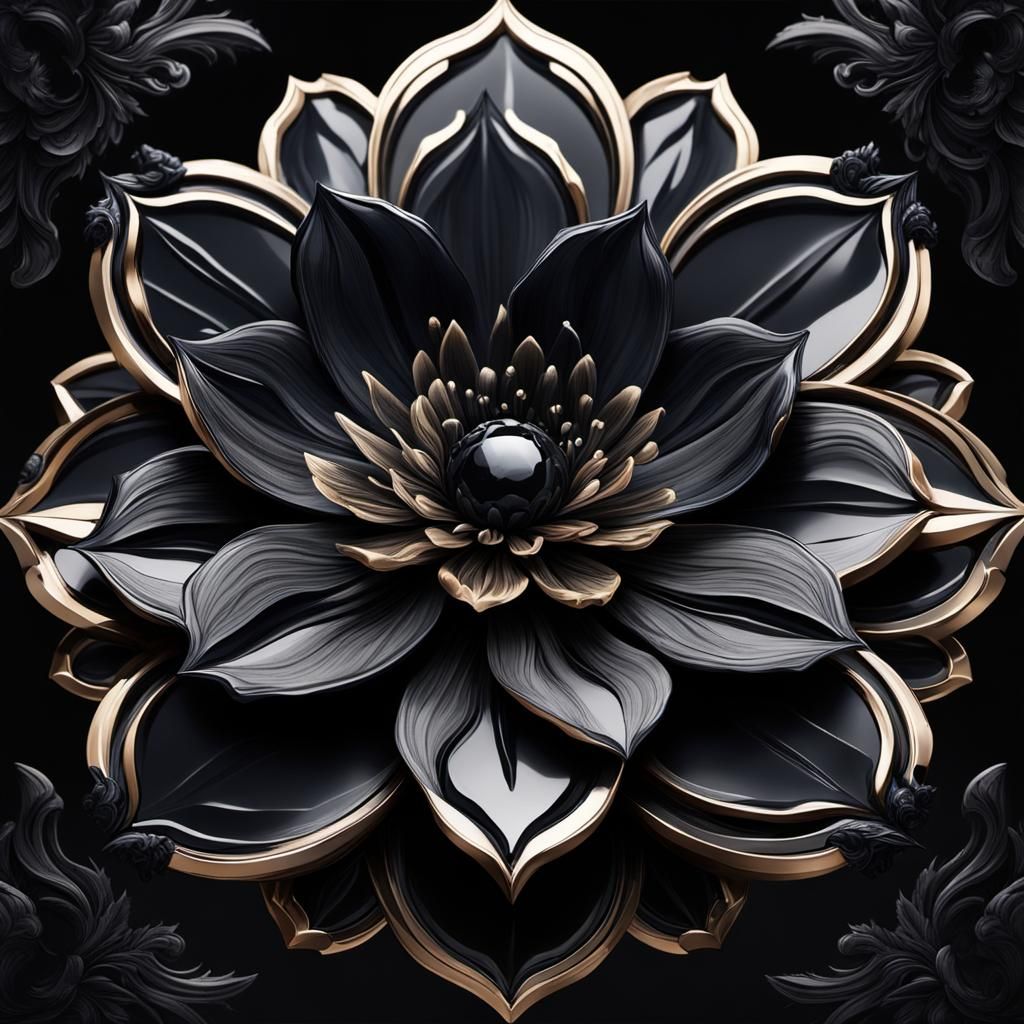 Dark Fantastical Bloom in Black Palette