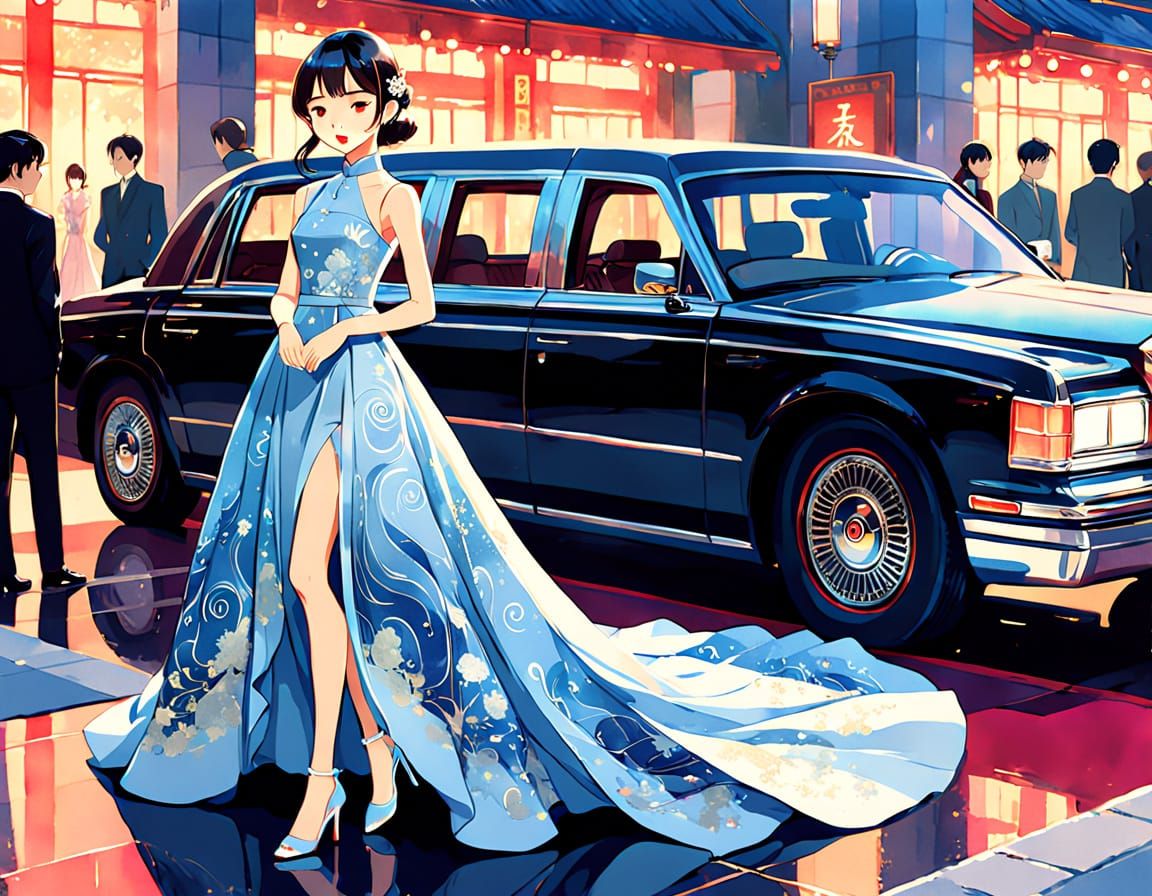 Korean Actress Steps Out of Limousine in Elegant Miyazaki-In...