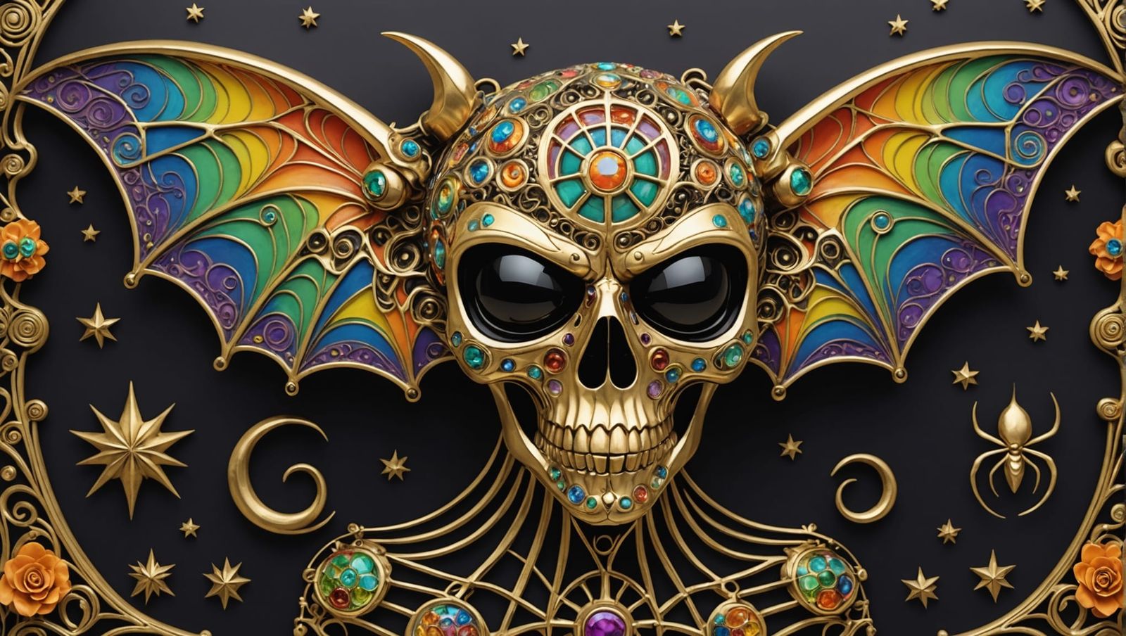 Halloween Calavera Alien in Klimt Art Nouveau Style