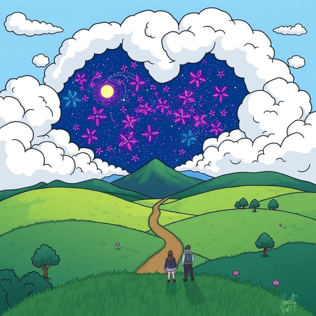 Cloudy Dreamland by AI: A Surreal Vision