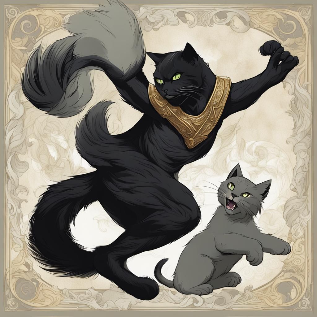 Furious Feline Hissing in Abstract Art Style