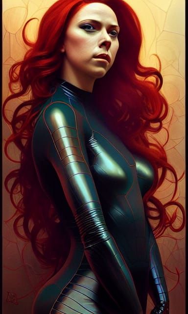 Natasha Romanov as Spiderwoman: Photorealistic Fractal Art