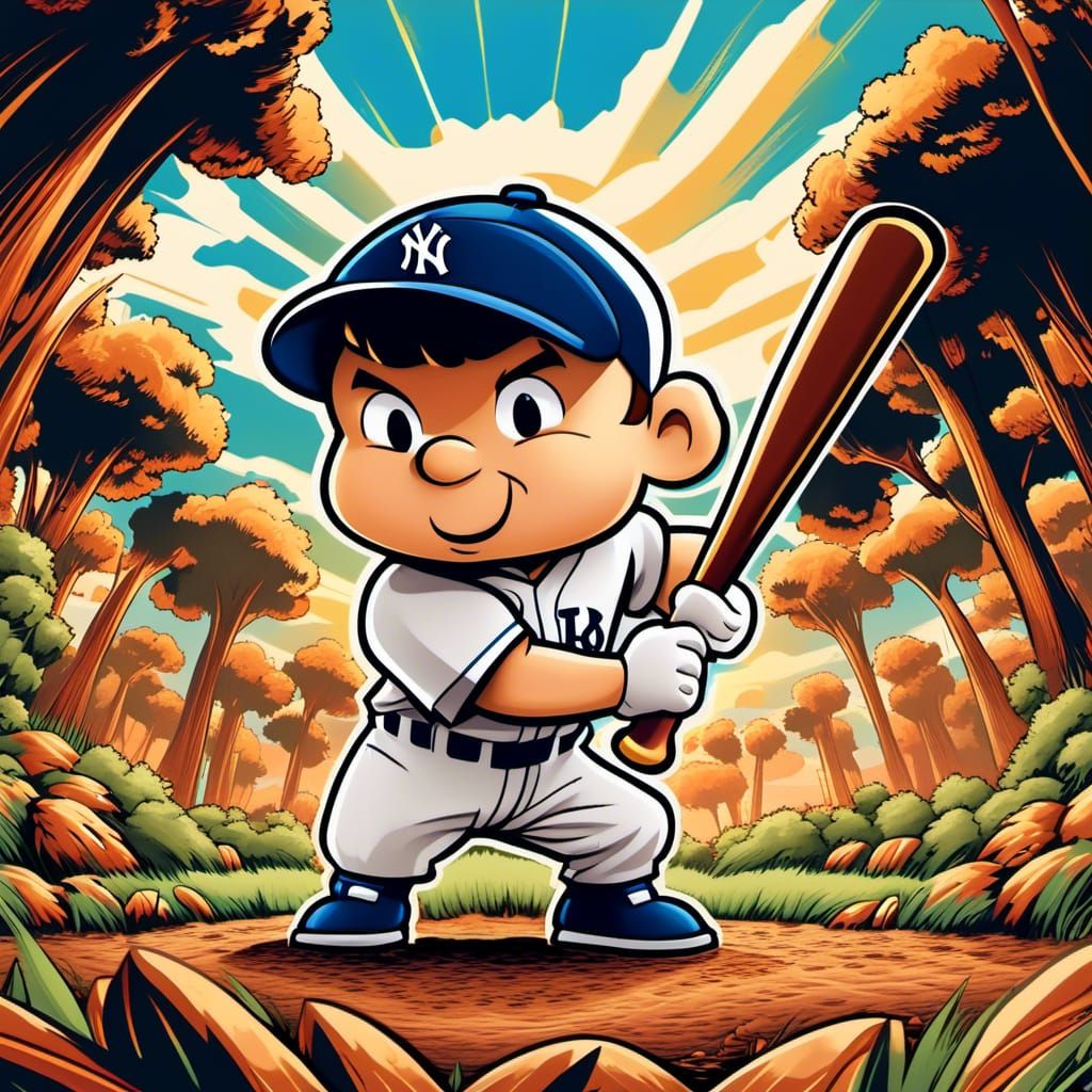 Chibi Babe Ruth Comic Style Splash Art