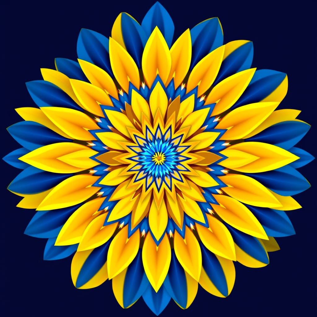 Ukrainian Cultural Mandala in Modern Low-Poly Style