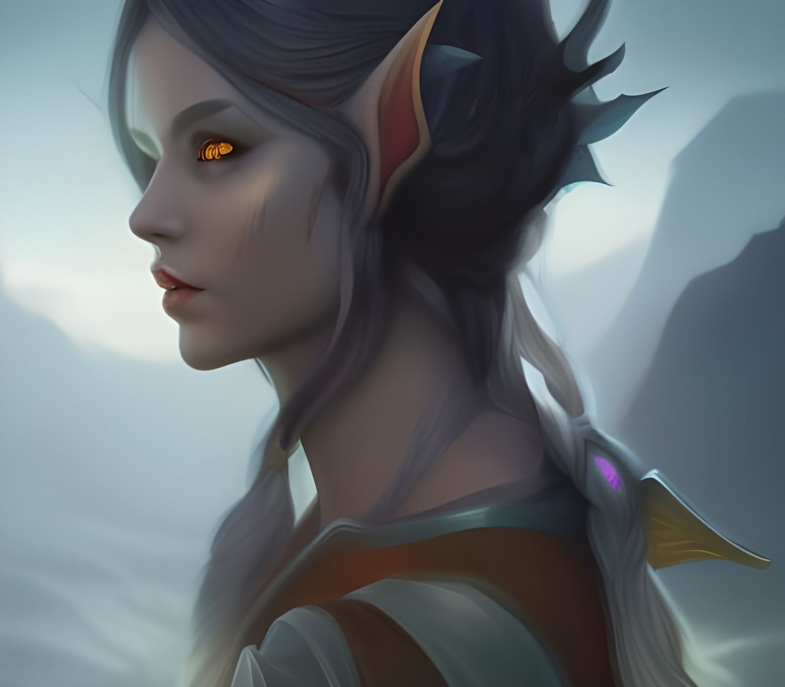 Water Elf Mage Fantasy Portrait in Classical Style