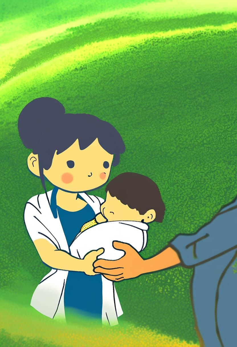 Family Portrait: Parents and Daughter in Anime Style