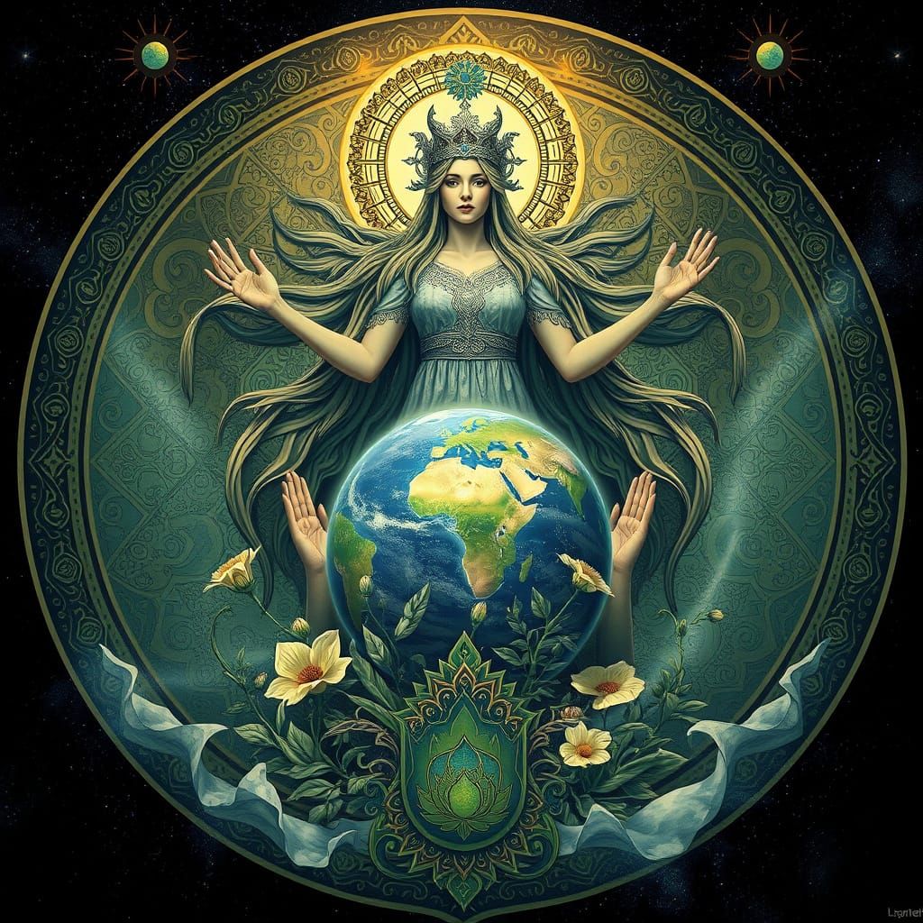 Surreal Goddess Rises from the Earth in a Dreamlike Scene