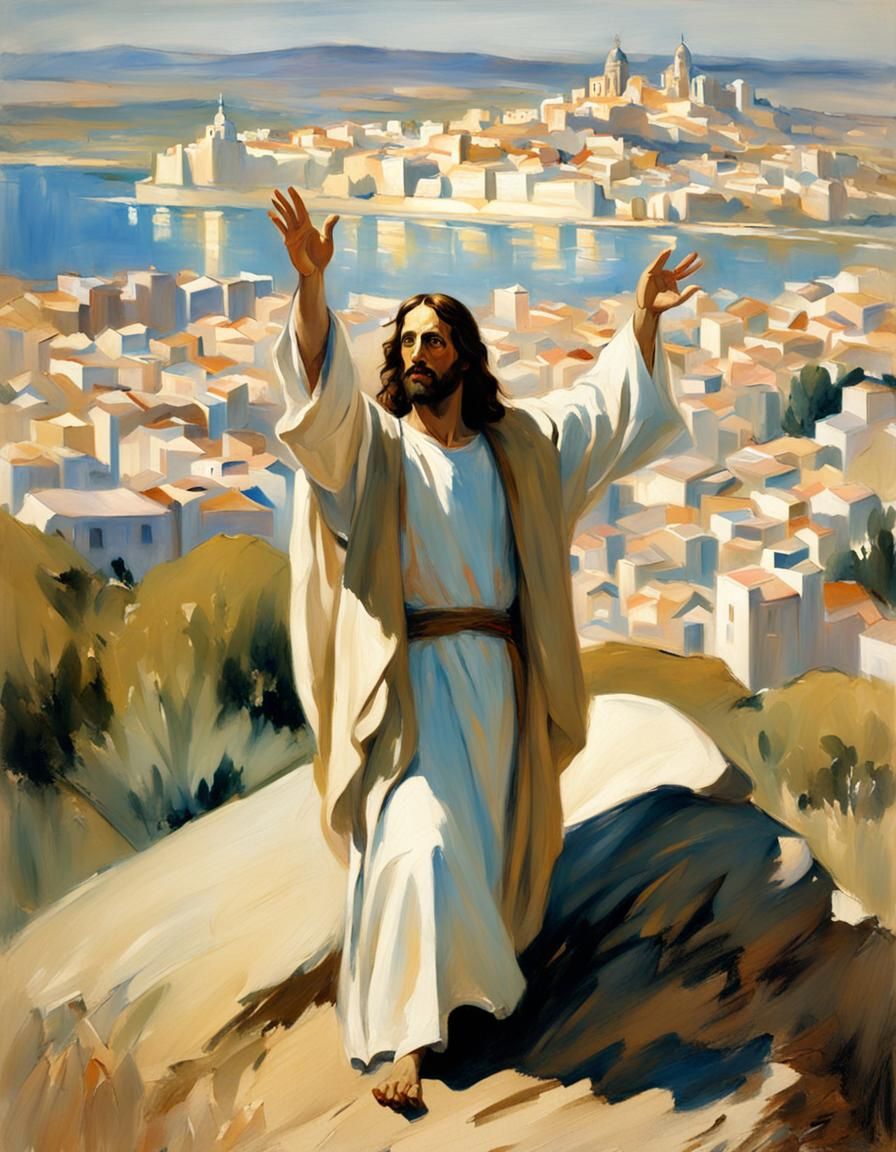 Jesus Reveals Modern City, Sargent-Style Abstract