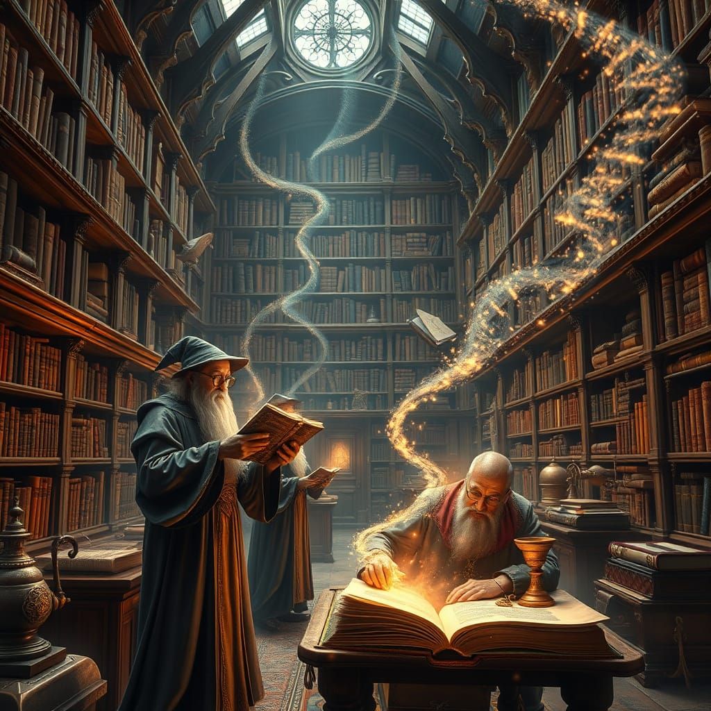 Ancient Library of Wizardry in Steampunk Fantasy