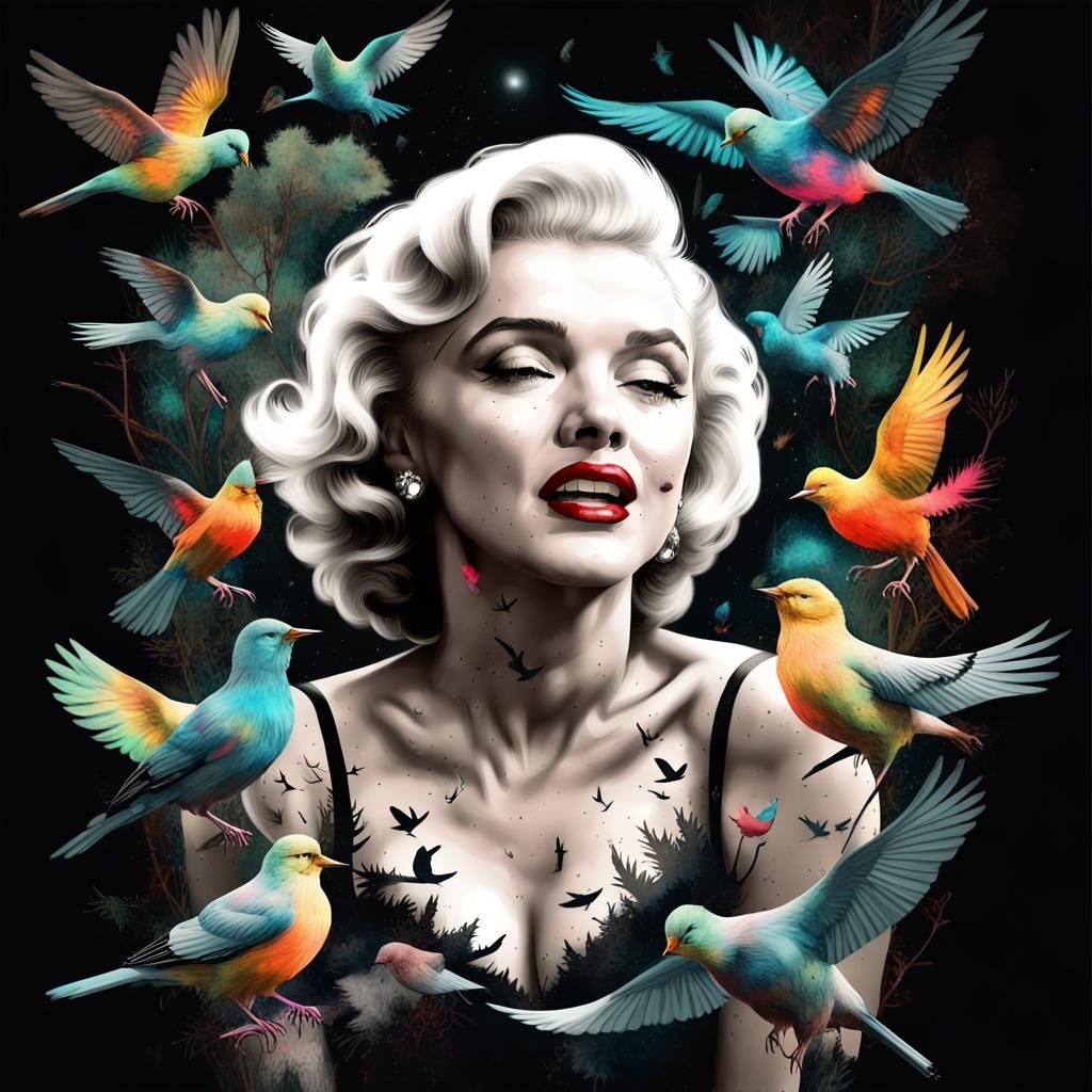 Digital Disintegrating Double Exposure: Marilyn Monroe and B...