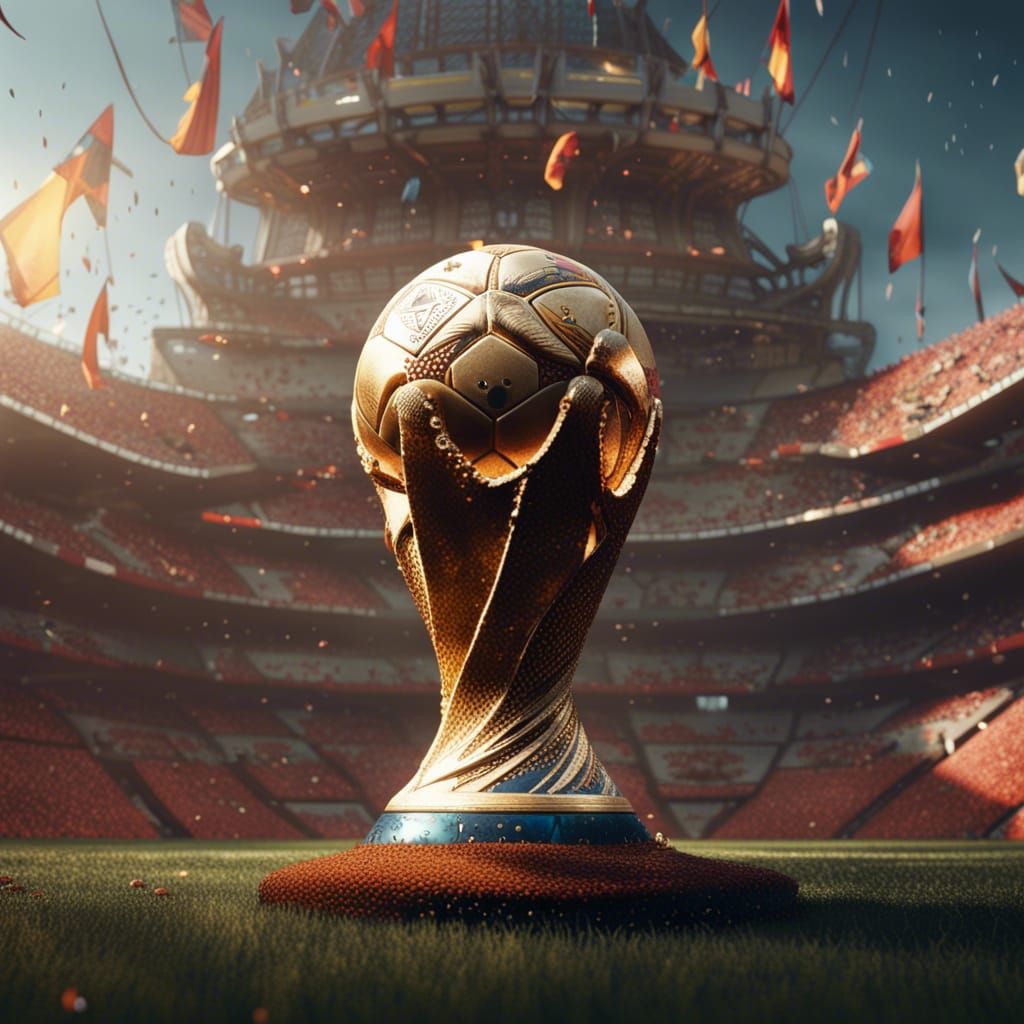 Detailed Matte Painting of World Cup Trophy