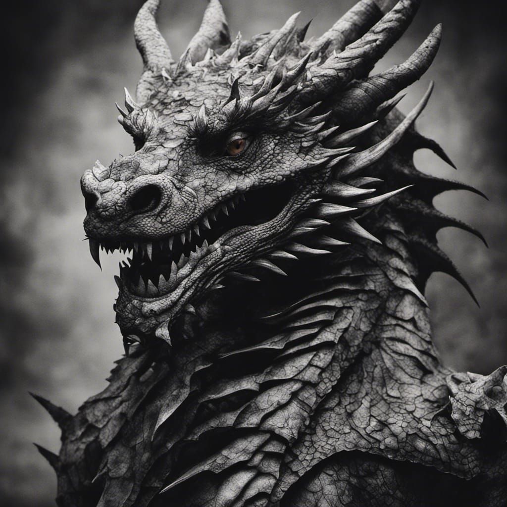 Majestic black and white dragon.