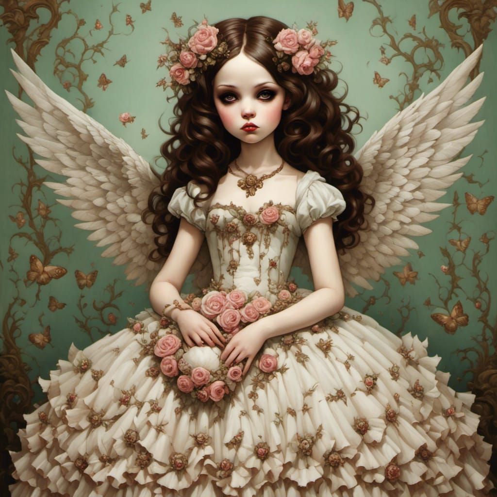 Southern Belle Angel in Pop Surrealist Style