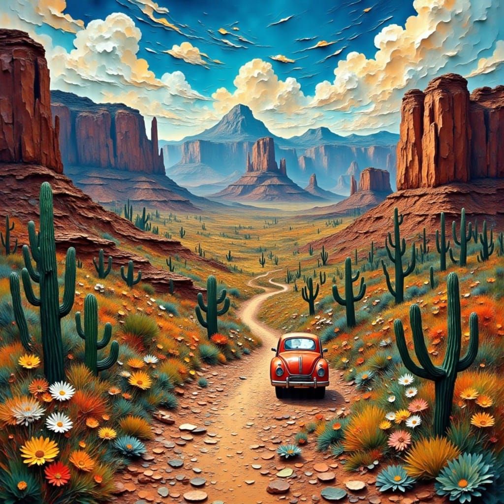 Desolate Road with Papercut and Rough Diamond Effects