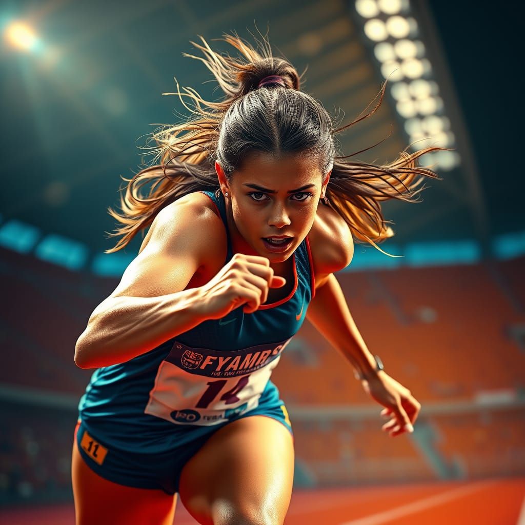 Dynamic Female Athlete in Hyper-Realistic Motion