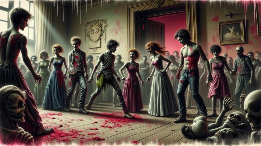 Zombie Prom Night in Moody Edward Hopper Style