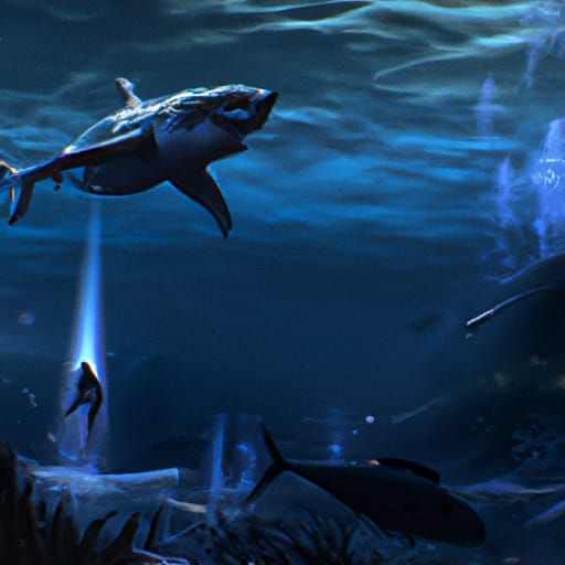 Shark Movie Scene: Dark Fantasy Concept Art