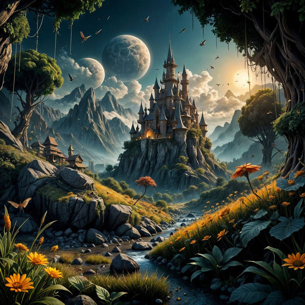 Dreamy Castle Sanctuary in Vibrant, Fantastical Style