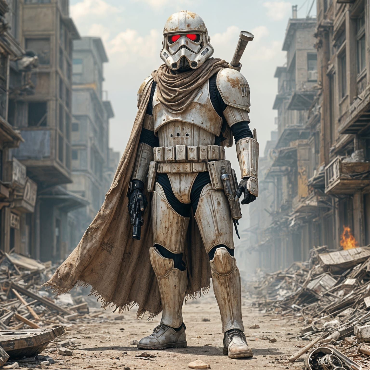 Post-Apocalyptic Stormtrooper in Ruins: 3D Anime Art