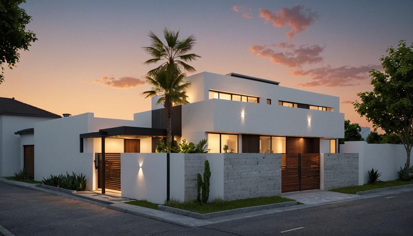 Modern House Dusk Scene in Hyperrealistic 3D Rendering