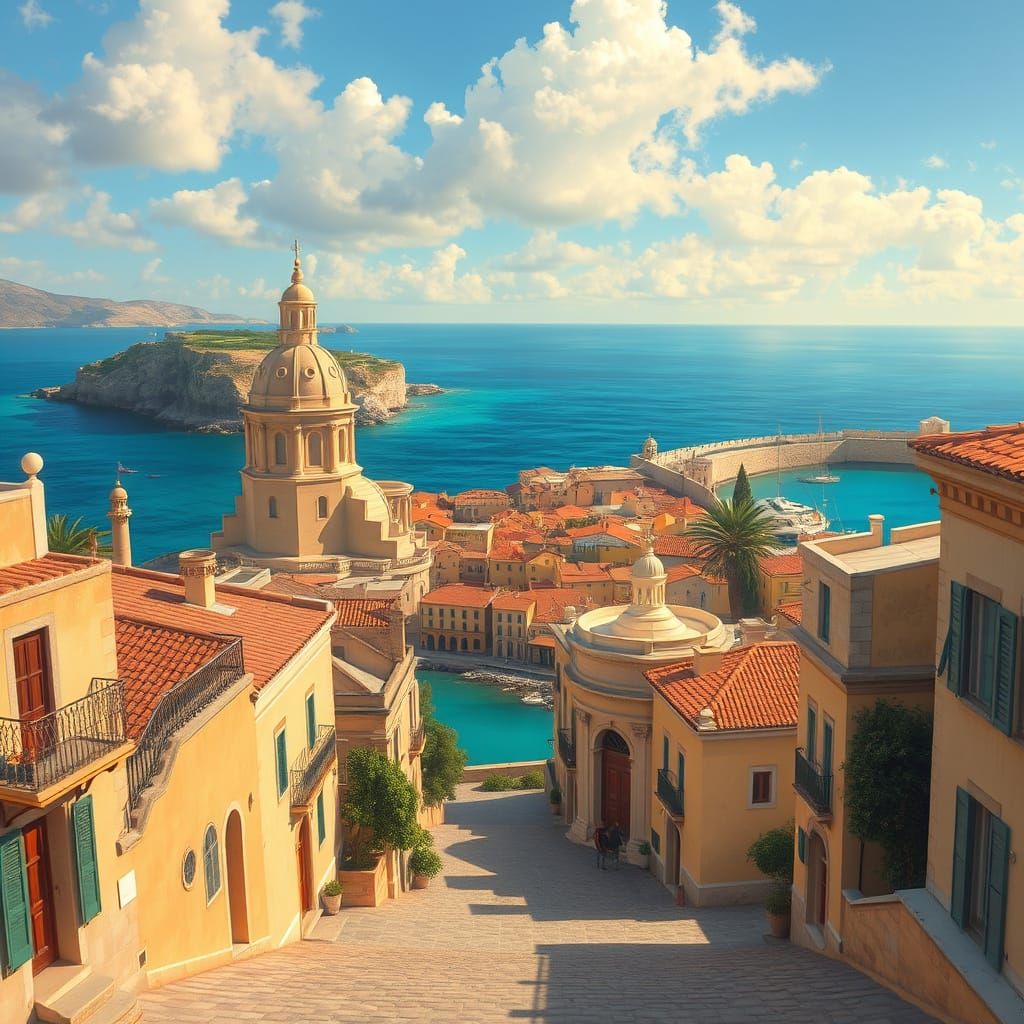 Malta in Vibrant, Whimsical Style with Gaudí and Rothko Infl...