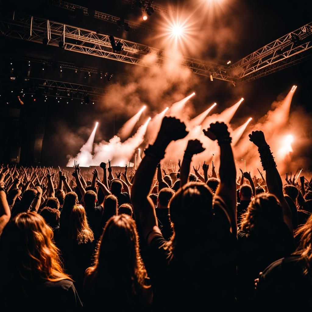 Crowd of fans at rock concert