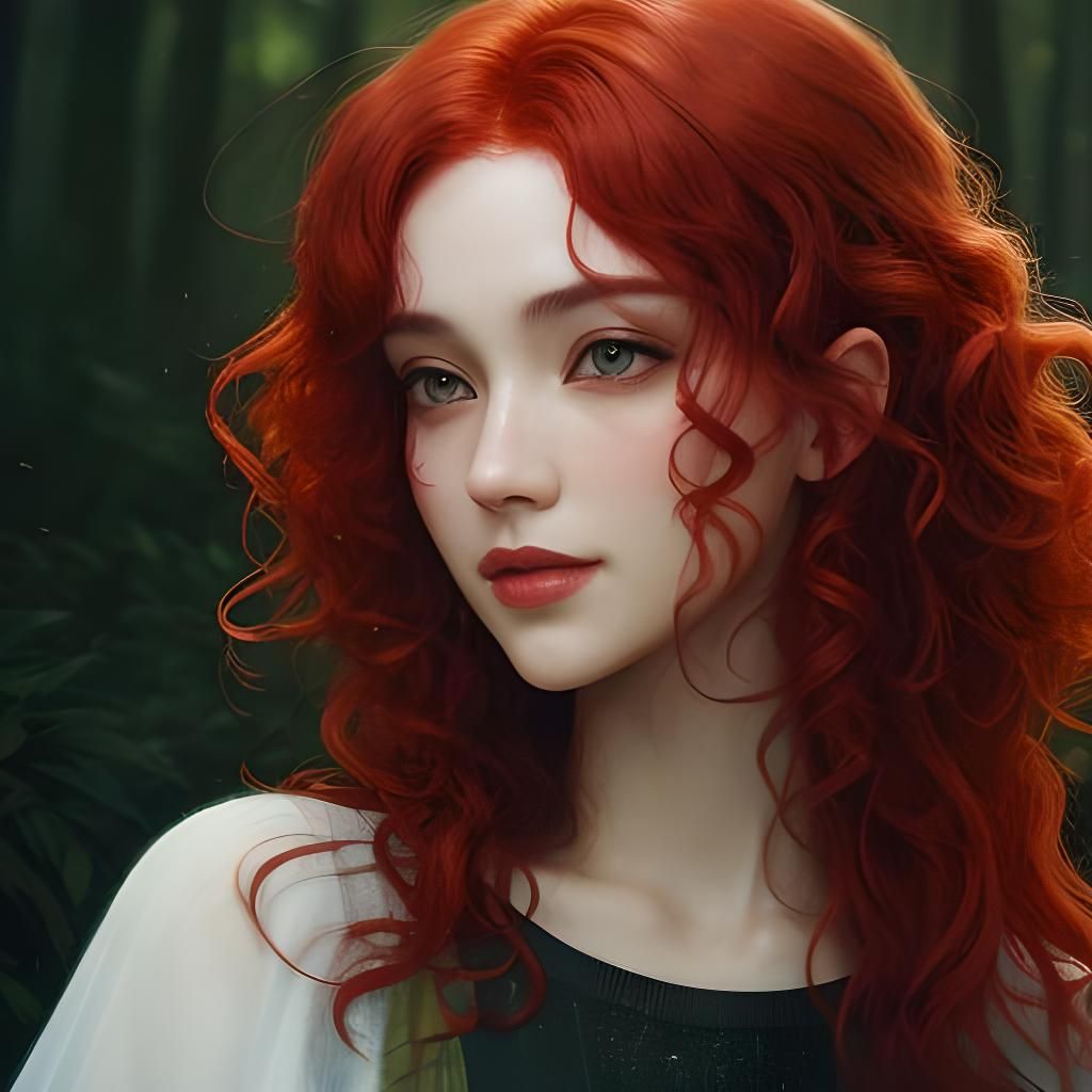 Radiant Woman Portrait in Wet Wash Watercolor Style