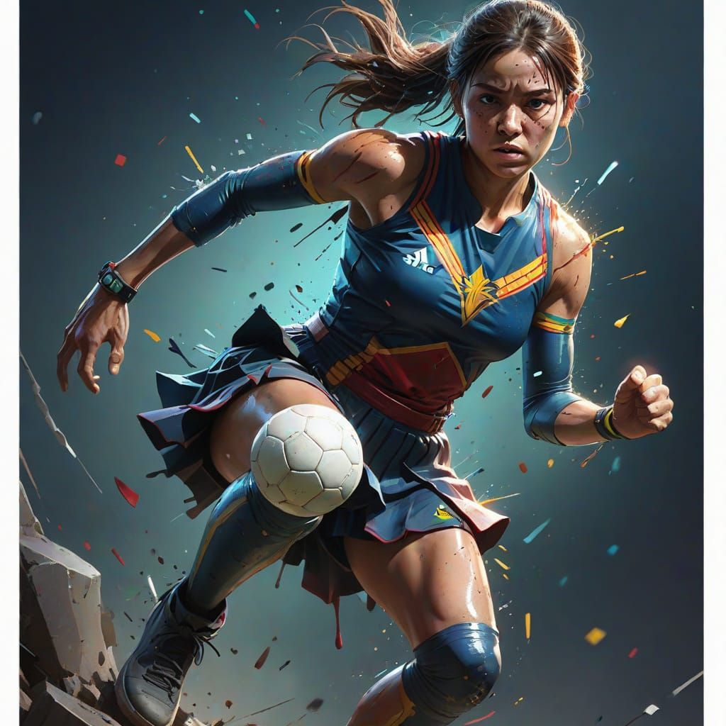 Dramatic Portrait of a Kneeball Player in Mid Shot