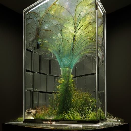 Tornado in Glass Boxes: Hyper-Detailed Photorealistic Image