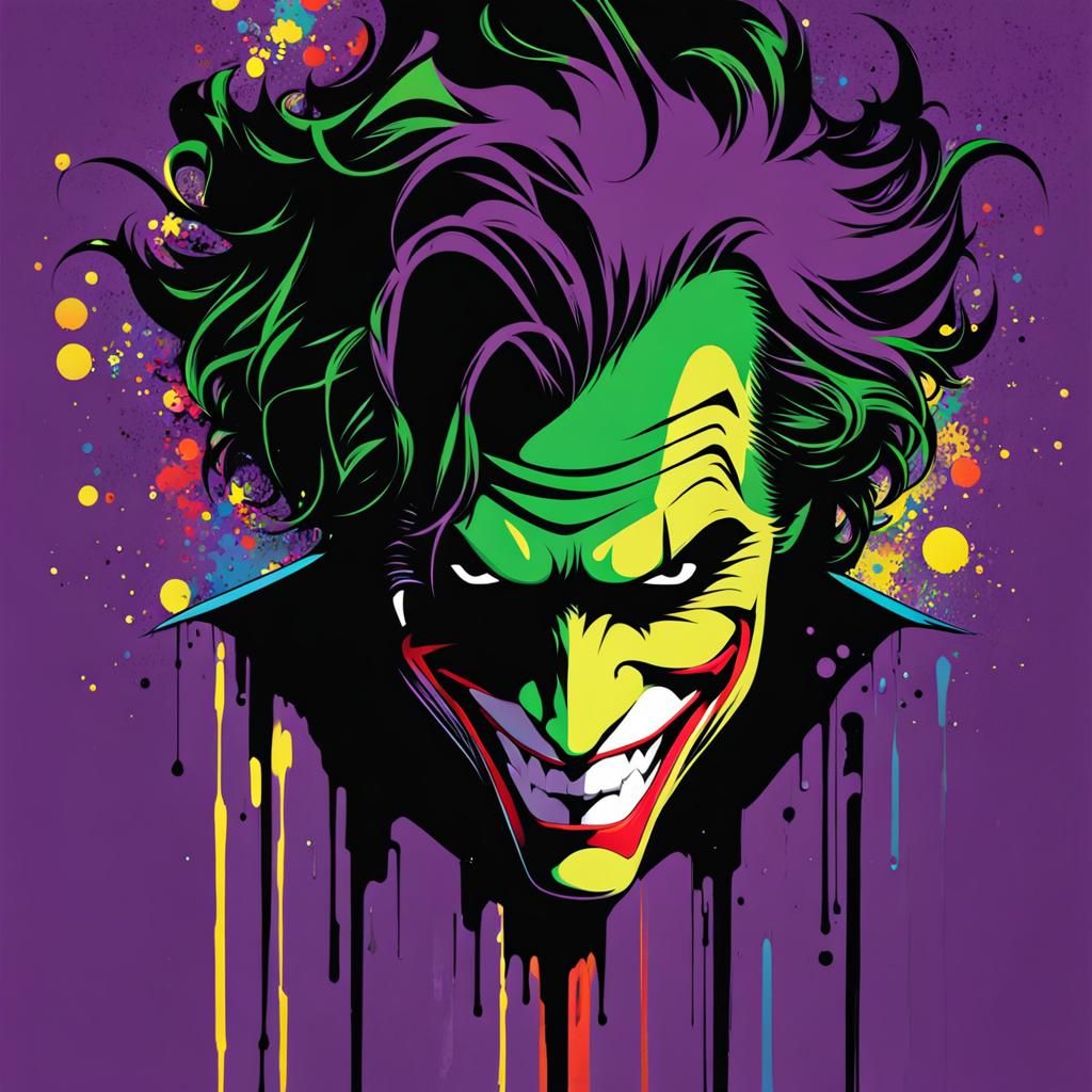 The Joker as Colorful Graffiti Street Art