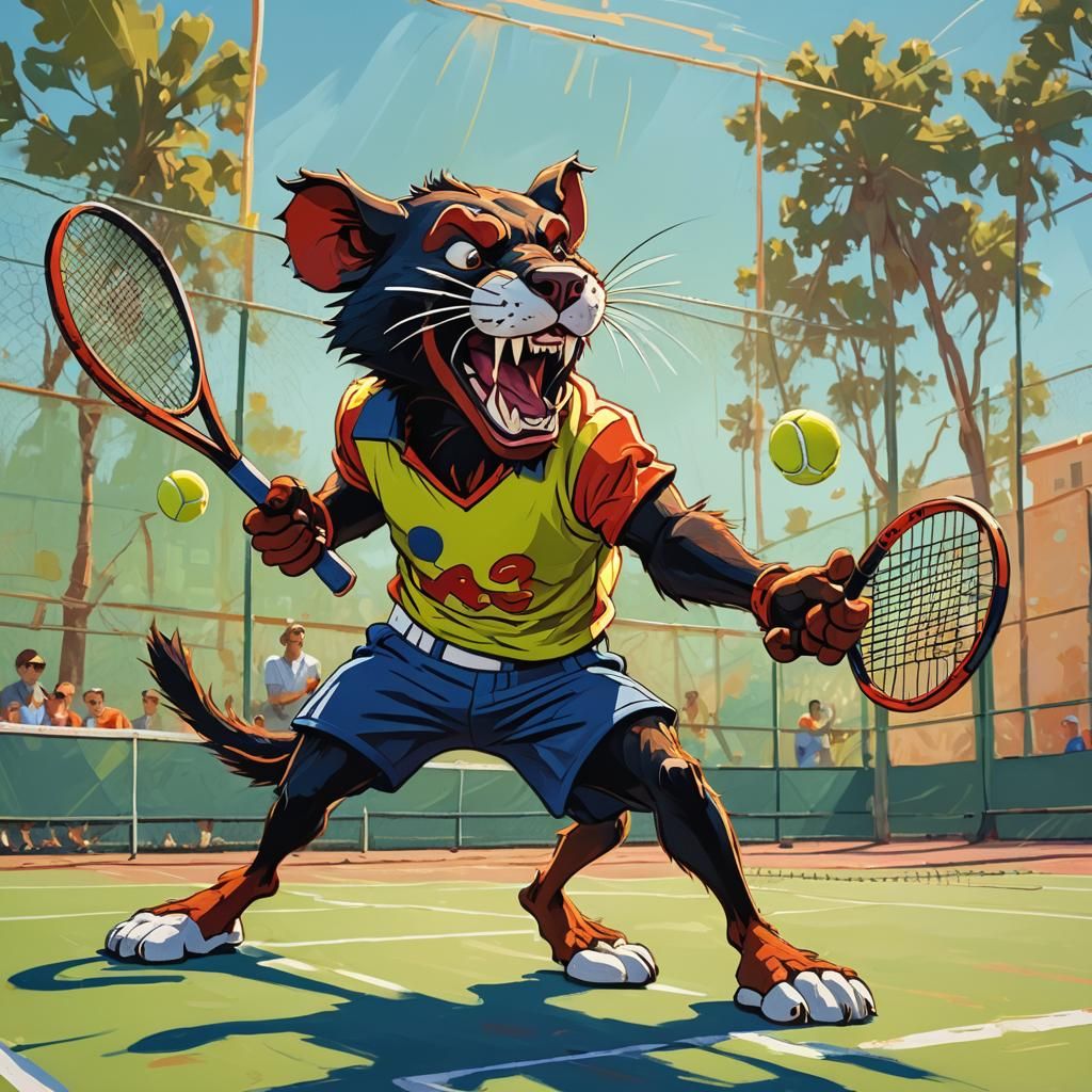 Fauvist Illustration: Tazmanian Devil vs Popeye Tennis