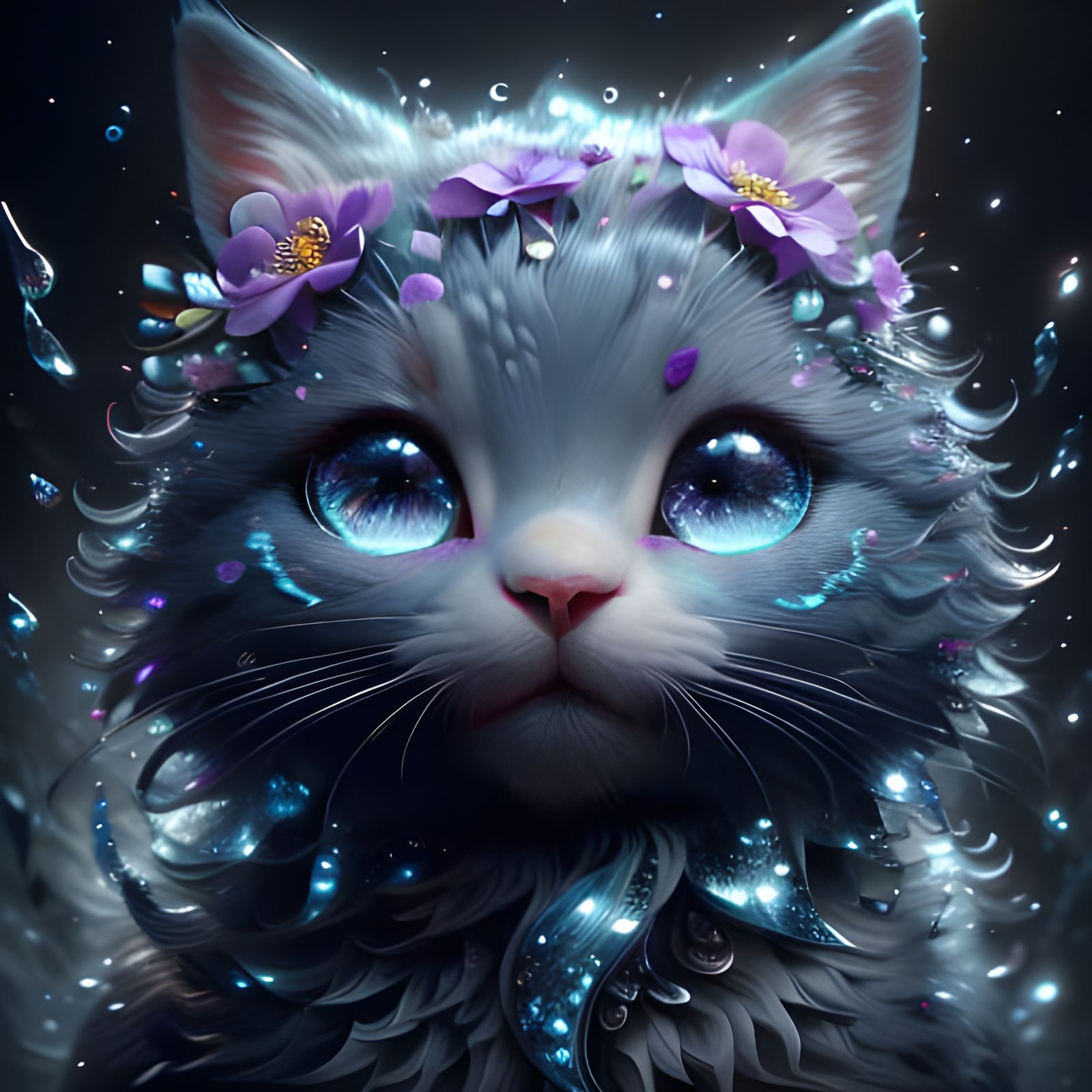 Glossy Purple Lips with Flowers in 3D UHD