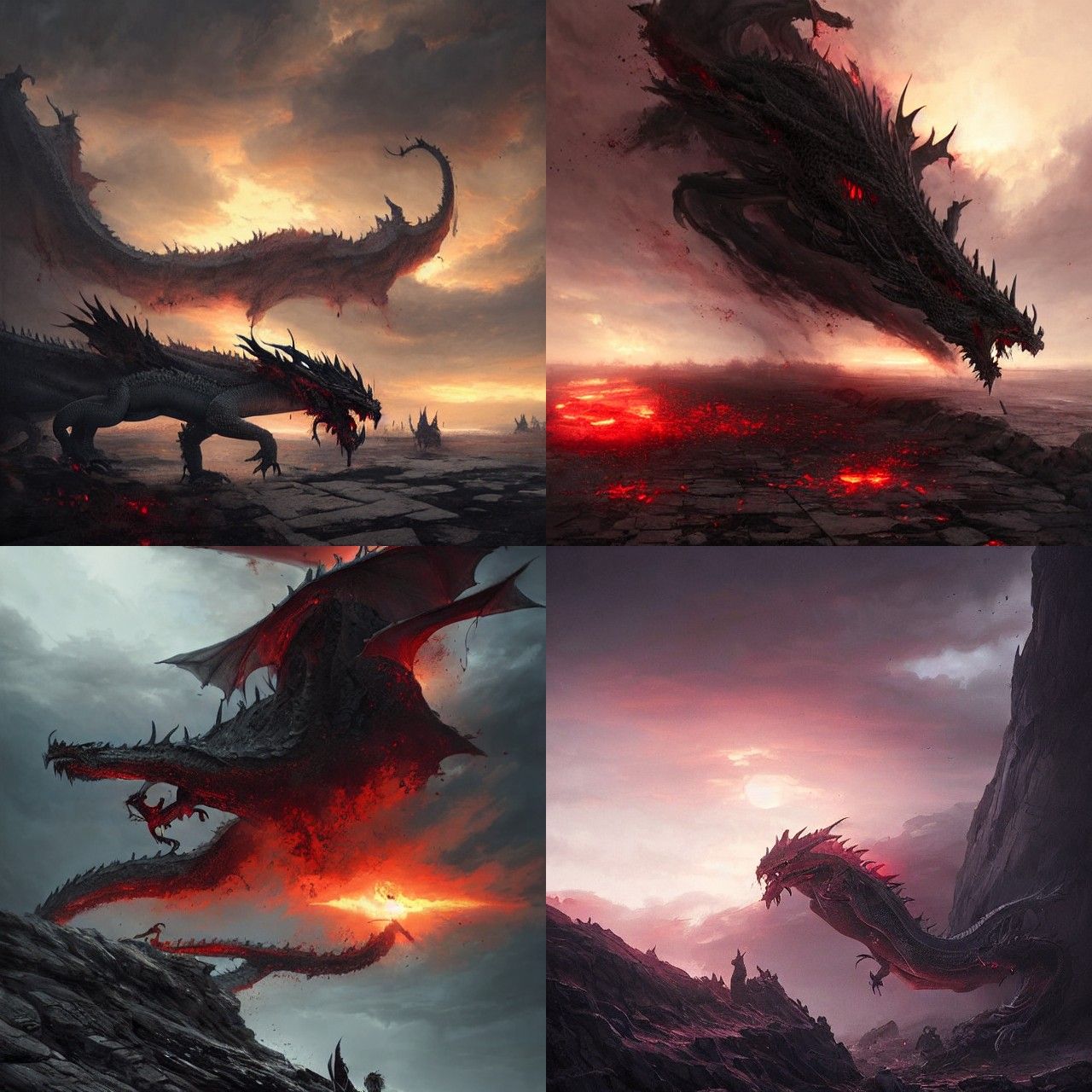 Dragon's Demise: A Sinister Sunrise Battle Scene