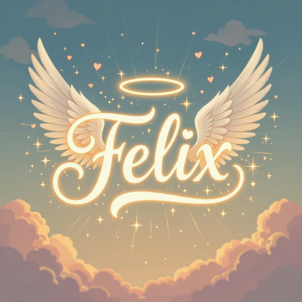 Angelic 'Felix' in Flowing Script with Halo