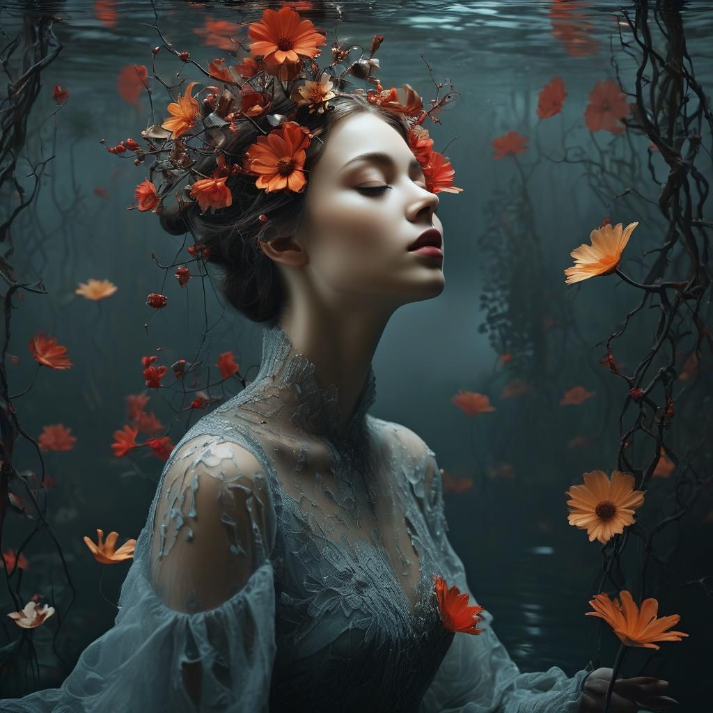 Symphonic Serenade of a Fashion Model in Water