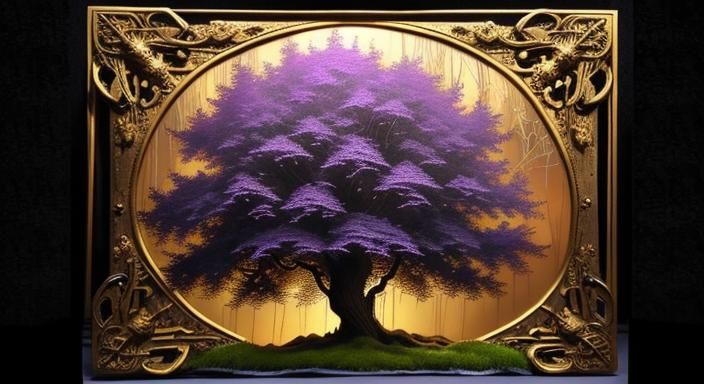 Baroque Tree with Intricate Web, Oil Painting