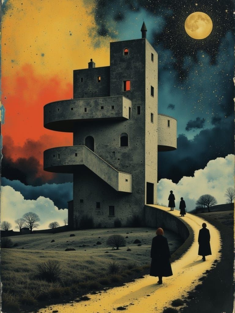 Golden Shimmering Light in Surreal Futuristic Style