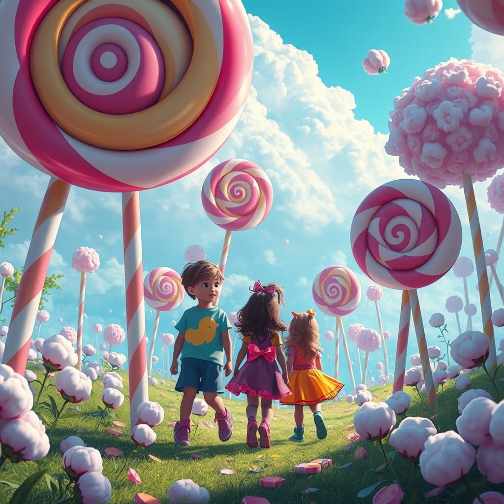 Whimsical Candyland Wonderland in Hyperrealistic Style